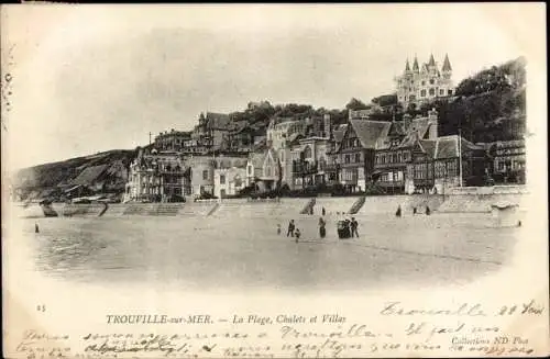 Ak Trouville sur Mer Calvados, La Plage, Chalets, Villas