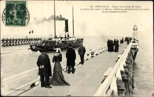 Ak Trouville Calvados, Depart du bateau du Havre