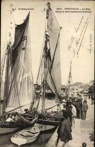 Ak Trouville Calvados, Le Port, Station de peche, Fischerboote im Hafen