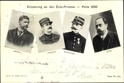 Ak Zola Prozess 1898, Labori, Dreyfus, Esterhazy, Schriftsteller Emile Zola