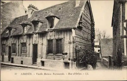 Ak Lisieux Calvados, Vieille Maison Normande, Rue d'Orbec