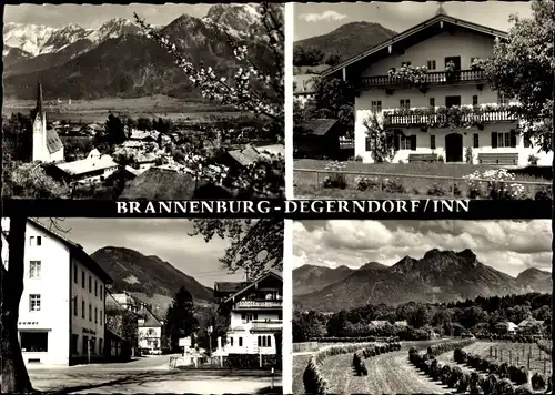 Ak Brannenburg in Oberbayern, Gasthof, Straßenpartie, Feld