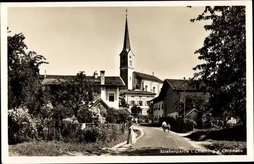 Ak Chieming am Chiemsee Oberbayern, Straßenpartie