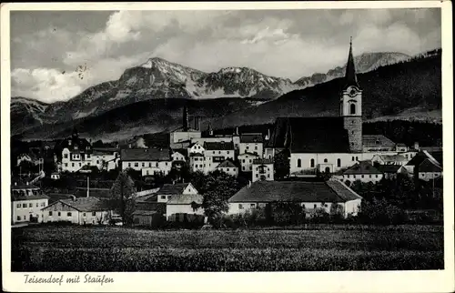 Ak Teisendorf in Oberbayern, Teilansicht mit Staufen, Kirche