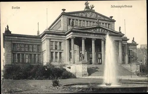 Ak Berlin Mitte, Schauspielhaus, Springbrunnen