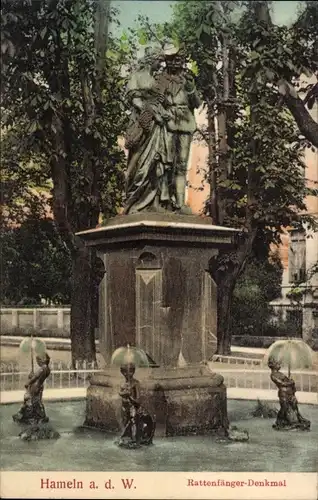 Ak Hameln an der Weser Niedersachsen, Rattenfänger Denkmal