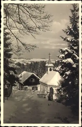 Foto Ak Törwang Samerberg in Oberbayern, Bergkapelle im Schnee, Alpengasthof Duft Bräu