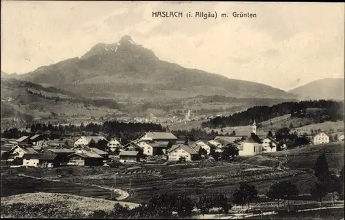 Ak Haslach Oy  Mittelberg im Oberallgäu, Gesamtansicht, Grünten