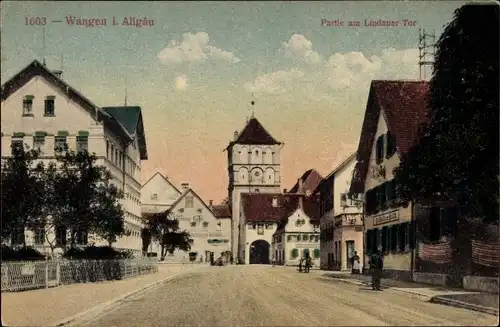 Ak Wangen im Allgäu Kreis Ravensburg Baden Württemberg, Partie am Lindauer Tor, Ludwig Edel Geschäft