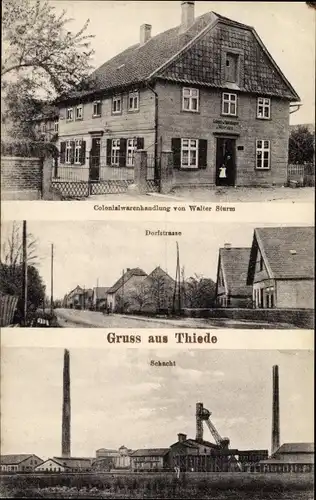 Ak Thiede Salzgitter in Niedersachsen, Kolonialwarenhandlung, Dorfstraße, Schacht