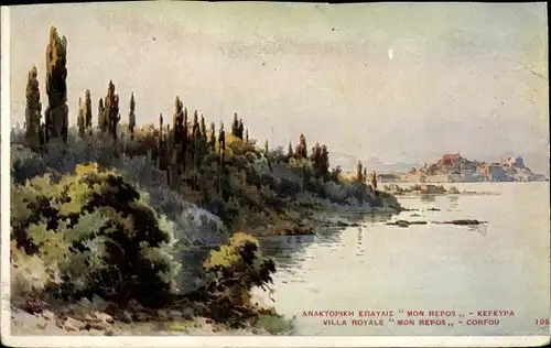 Künstler Ak Korfu Griechenland, Villa Royal Mon Repos