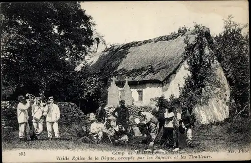 Ak Mailly le Camp Aube, Vieille Eglise de la Digue, Sapeurs, Tirailleurs