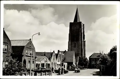 Ak Oostkapelle Walcheren Zeeland, Ortsansicht, Kirchturm