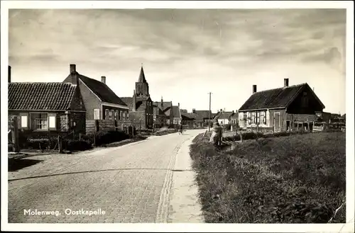 Ak Oostkapelle Walcheren Zeeland, Molenweg