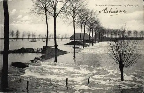 Ak Oud Vossemeer Zeeland Niederlande, Ramp 1906, Hochwasser