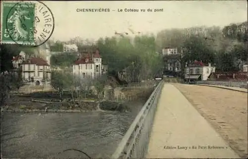 Ak  Chennevières Val-de-Marne, Le Coteau vu du pont