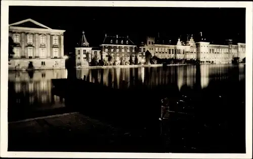 Foto Ak Den Haag Südholland Niederlande, Nachtbeleuchtung, Villa