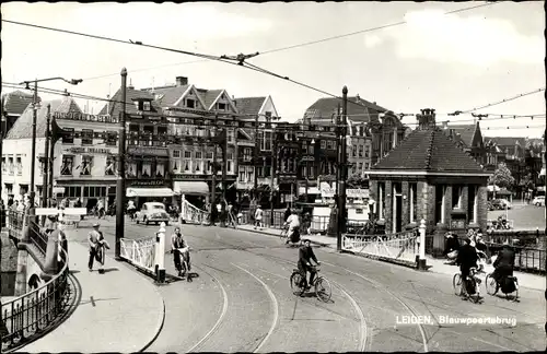 Ak Leiden Südholland Niederlande, Blauwpoortsbrug