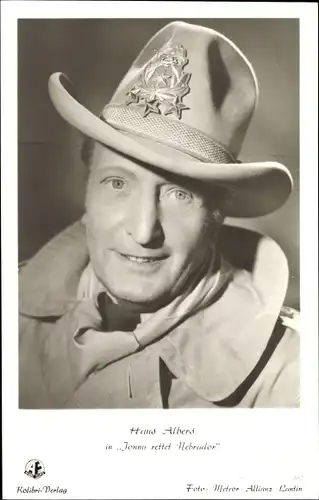 Ak Schauspieler Hans Albers, Jonny rettet Nebrador, Portrait, Cowboyhut