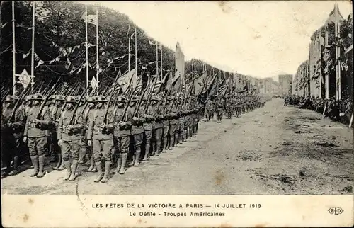 Ak Paris, Les Fetes de la Victoire 1919, Le Defile, Troupes Americaines