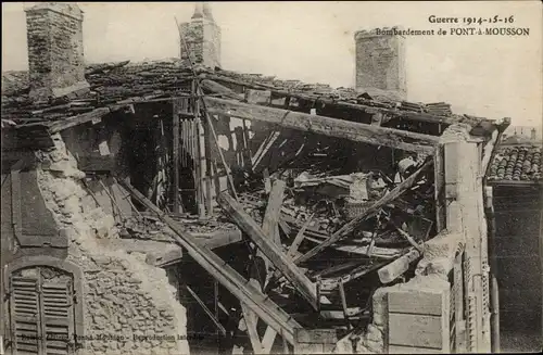 Ak Pont à Mousson Mussenbrück Lothringen Meurthe et Moselle, Bombardement, Guerre 1914.1916