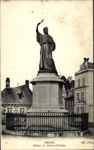 Ak Amiens Somme, Statue de Pierre l'Ermite