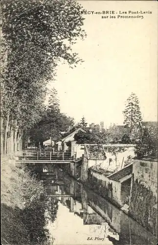 Ak Crecy en Brie Seine et Marne, Les Pont Lavis sur les Promenades