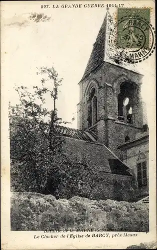 Ak Barcy Seine et Marne, Le Clocher de l'Eglise