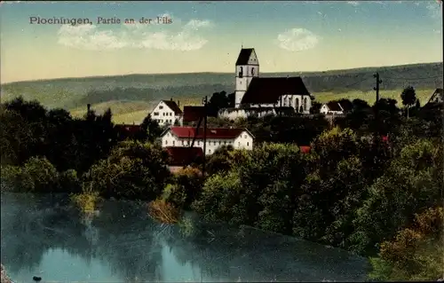 Ak Plochingen am Neckar, Partie an der Fils