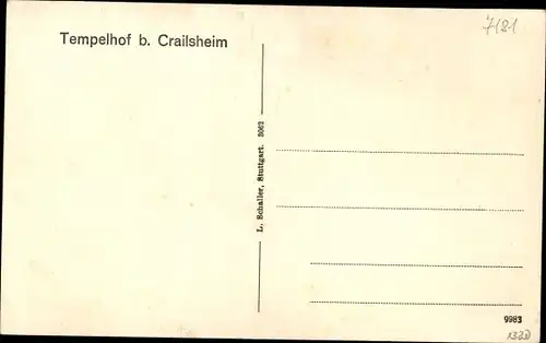 Ak Crailsheim in Württemberg, Tempelhof, Gesamtansicht