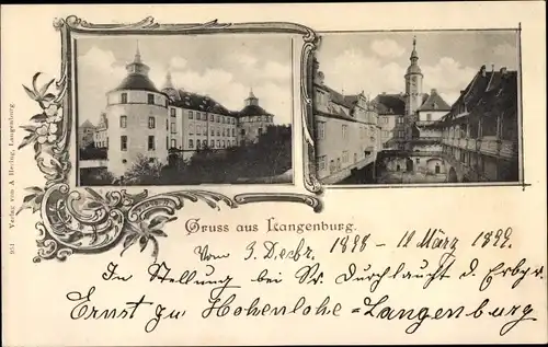 Passepartout Ak Langenburg in Württemberg, Schloss