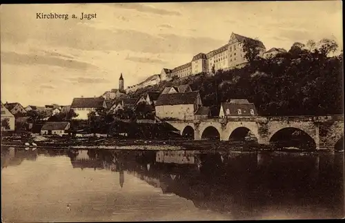 Ak Kirchberg an der Jagst, Teilansicht, Jagstpartie