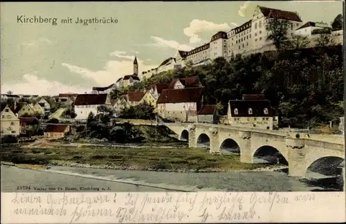 Ak Kirchberg an der Jagst, Teilansicht, Jagstbrücke