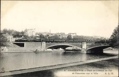 Ak Charenton Val de Marne, Pont du Chemin de Fer, Panorama