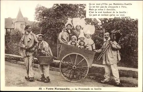 Ak Calvados, Notre Normandie, La Promenade en famille