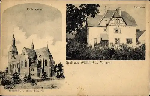 Ak Weiler bei Mayen in der Eifel, Kath. Kirche, Pfarrhaus