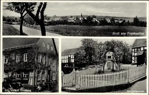Ak Frankweiler in der Pfalz, Gesamtansicht, Kriegerdenkmal, Handlung