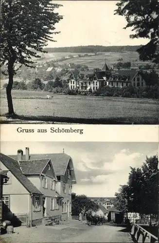 Ak Schömberg im Schwarzwald Württemberg, Panorama, Straßenpartie