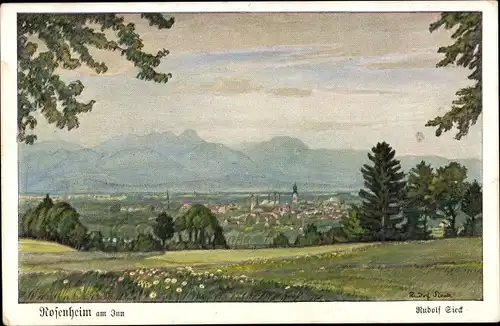 Künstler Ak Sieck, Rudolf, Rosenheim Oberbayern, Panorama