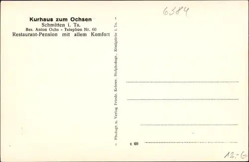 Ak Schmitten im Taunus Hessen, Kurhaus Zum Ochsen