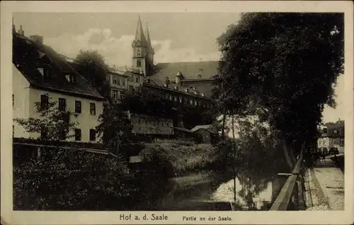 Ak Hof an der Saale Oberfranken Bayern, Saalepartie