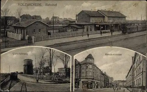 Ak Holzwickede im Ruhrgebiet, Bahnhof Gleisseite, Unterführung, Bahnhofstraße