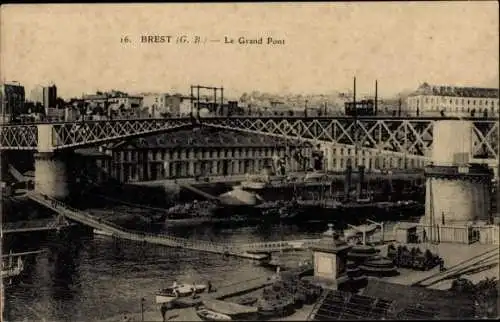 Ak Brest Finistère, Le Grand Pont