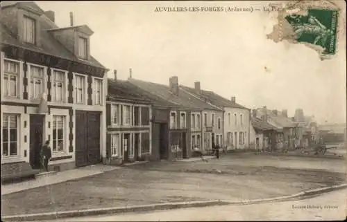 Ak Auvillers les Forges Ardennes, La Place