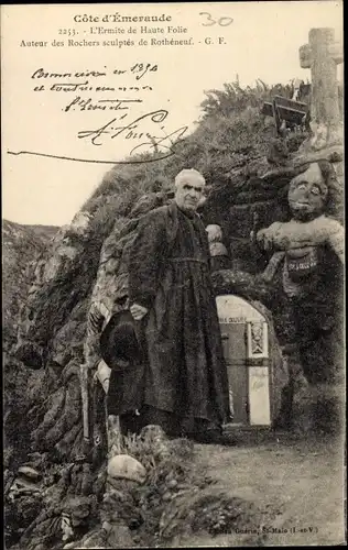 Ak Rotheneuf Ille-et-Vilaine, L'Ermite du Haute Folie, Rochers sculptés