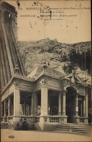 Ak Marseille Bouches du Rhône, L'Ascenseur de Notre dame de la Garde