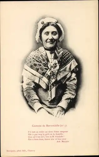 Ak Morvan Nièvre, Costume de Morvandelle, Portrait, Tracht