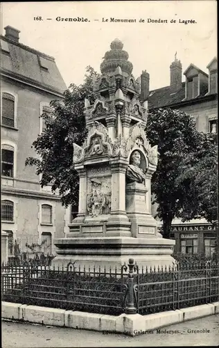 Ak Grenoble Isère, Le Monument de Dondart de Lagree