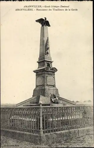 Ak Amanvillers Amanweiler Moselle, Garde Schützen Denkmal