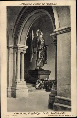 Ak Gravelotte Lothringen Moselle, Engelsfigur in der Gedenkhalle